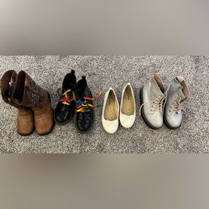 Gently used size 1 lot of 4 pairs of kids shoes- Boots NWT